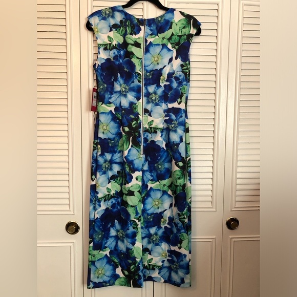 VINCE CAMUTO Sleeveless sheath dress floral blue green spring Easter party Sz 10 - Picture 7 of 15